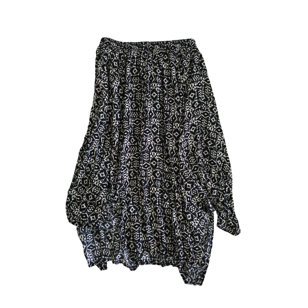Hollister Womens Black White Geometric Tribal Sharkbite‎ Hem Midi Skirt Small